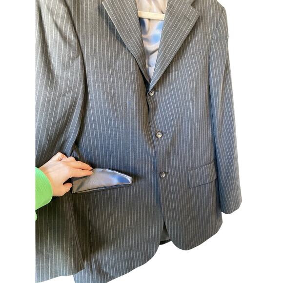 Oscar De La Renta Mens 38R Blazer Gray Wool Sportscoat Business Office Career - Picture 5 of 14